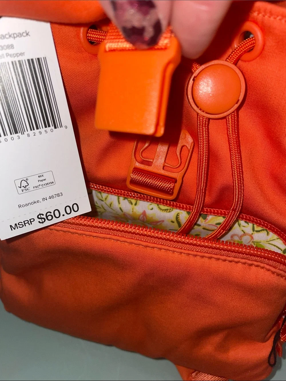Vera Bradley Utility Mini Backpack Bright Orange NWT